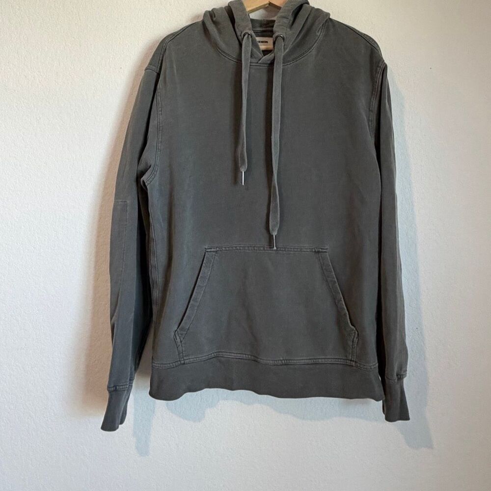 Buck Mason Faded Black Brushed Loopback Hoodie Sweatshirt Men's Size Medium